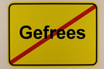 Illustration eines Stadtausgangsschildes der Stadt Gefrees