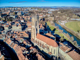 Stadt Fribourg, Poya und Zaehringen brücke, Schweiz , Winter	