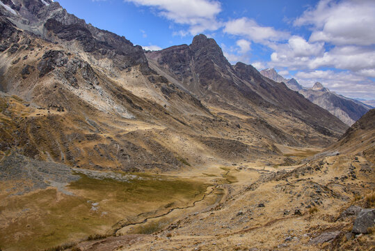 Landscape view from Tapush Punta, Cordillera Huayhuash circuit, Ancash, Peru
