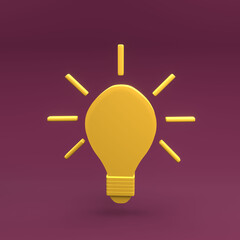 3d lamp bulb icon. Isolated 3d rendering lamp icon. 3d idea icon with lamp bulb