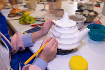 Lesson in the clay workshop, handmade