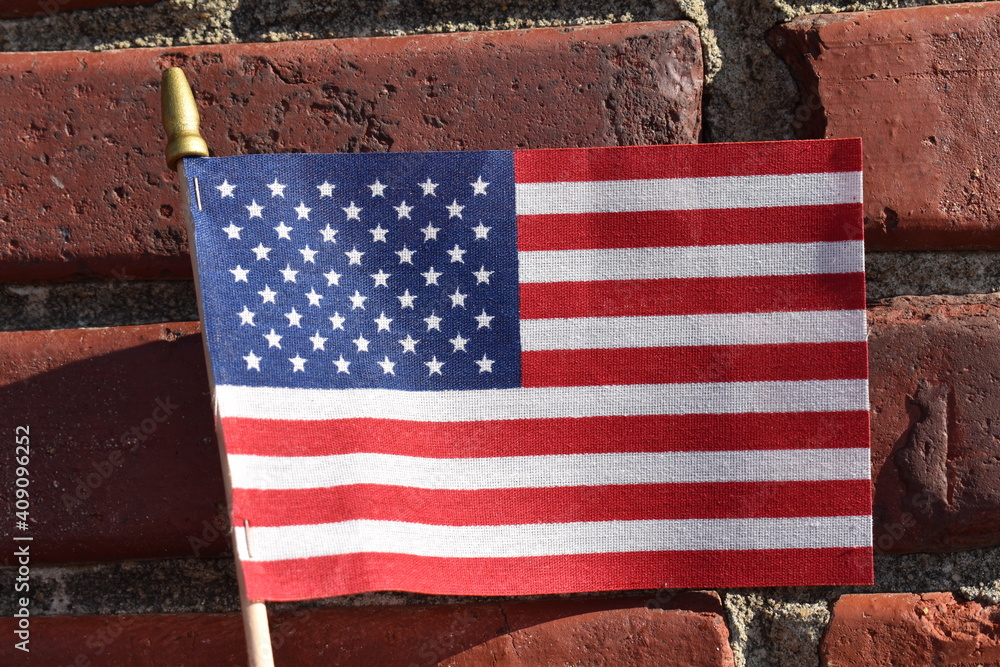 Sticker American Flag with Brick Background