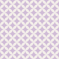 Japanese shippou seven treasures traditional background in light purple for wallpaper, digital paper, dress, packaging, gift wrapping, other spring summer prints. Seamless texture. Geometric pattern.