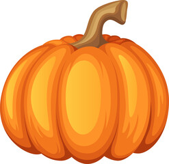 Cartoon orange halloween pumpkin, vector illustration on isolated background.