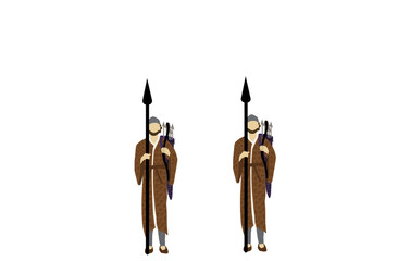 Vector drawing of Bigthan and Teresh: two eunuchs in service of the Persian king Ahasuerus, according to the Book of Esther.
Individual figures on a white background