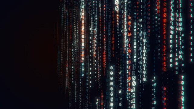 Looping Digital binary data, streaming code matrix background. concept, programming coding hacker cyberspace