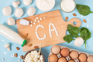 calcium. set of food products with calcium