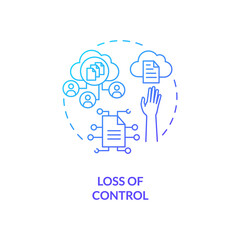 Control loss concept icon. SaaS challenge idea thin line illustration. Solid backup and recovery solution. Storage with cloud-based management. Vector isolated outline RGB color drawing