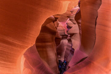 USA, Natural Beauty of the Lower Antelope Canyon in Arizona near the city of Page. 