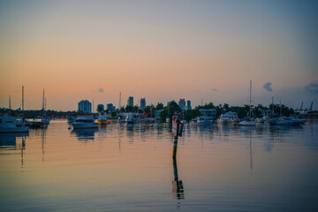 sunrise in the harbor marina boat florida 