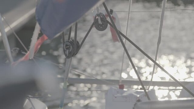 Close-up shots of a sailing yacht