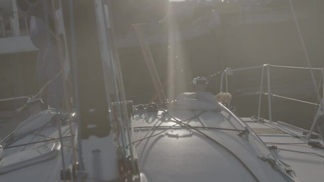 Close-up shots of a sailing yacht