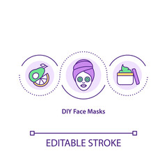 DIY face masks concept icon. Face mask effects idea thin line illustration. Home beauty treatments. Homemade skin care treatment. Vector isolated outline RGB color drawing. Editable stroke