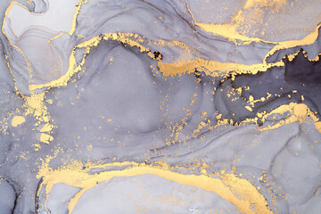 Obraz na płótnie Canvas Natural luxury abstract fluid art painting in alcohol ink technique. Tender and dreamy wallpaper. Mixture of colors creating transparent waves and golden swirls. For posters, other printed materials