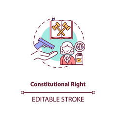 Constitutional right concept icon. Legislation for firearm ownership. Gun rights, weapon control idea thin line illustration. Vector isolated outline RGB color drawing. Editable stroke