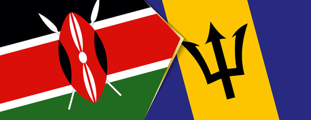 Kenya and Barbados flags, two vector flags.