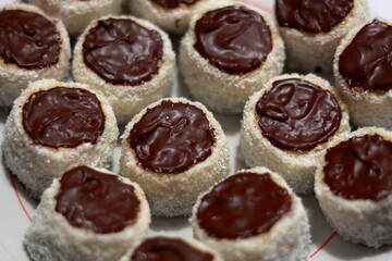 many Russian hats homemade cake with coconut and chocolate