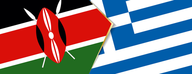 Kenya and Greece flags, two vector flags.