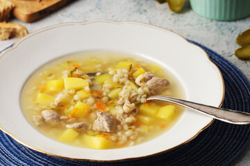 Rassolnik, traditional soup of Russian cuisine