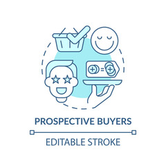 Prospective buyers concept icon. Co-creation participant idea thin line illustration. Potential client. Making purchasing decisions. Vector isolated outline RGB color drawing. Editable stroke