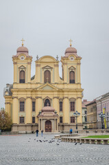 Fototapeta na wymiar Timisoara, Romania - October 29, 2016: Roman Catholic church in the city center 