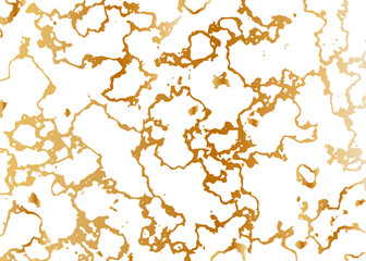 White cracked marble with golden texture. Vector illustration
