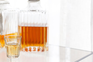 Alcoholic spirits and drinks concept background, with copy space