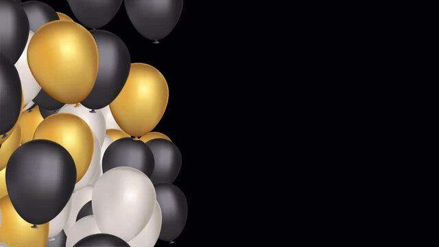 Golden, Black, White Balloon Transitions 2 Versions with Alpha Channel
