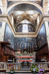 Fototapeta na wymiar Interior of the Basicila cathedral di S. Agata V.M. in Gallipoli, Apulia, Italy - Europe 