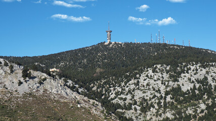 Scenic view from snowed Parnitha mountain, Attica, Greece