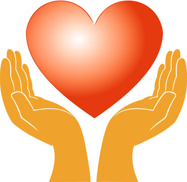 Two hands nurturing love emotions for the Valentine's day