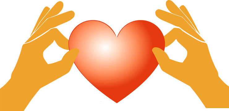 Man hands holding a heart as a symbol of love for Valentine's day