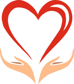 An icon of two hands holding eternal love as a sign and symbol of Valentine's day