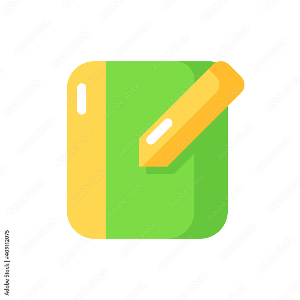 Poster notebook app vector flat color icon. taking text notes. personal diary. document application. smartp