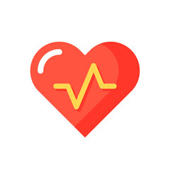 Health and wellness app vector flat color icon. Fitness information for smartphone. Heart beat. Interface button for smartphone. Cartoon style clip art for mobile app. Isolated RGB illustration
