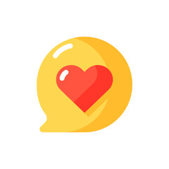 Heart vector flat color icon. Like on social media platform. Express love, affection. Dating on internet. Online talk. Cartoon style clip art for mobile app. Isolated RGB illustration