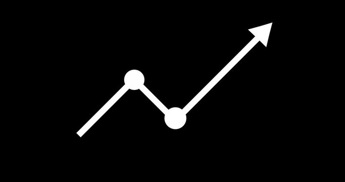 Line graph rise,Grow or success profit, business, concept. Luma Matte included. 4k video