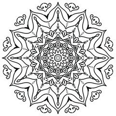 Flower Mandala with vintage floral style, Vector mandala pattern, Hand drawn decorative element. Unique design with petal flower. Concept relax use for page logo book