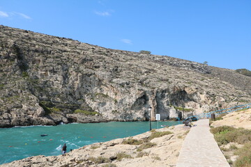 Fototapeta na wymiar Xlendi on the Mediterranean Sea on the island of Gozo, Malta 