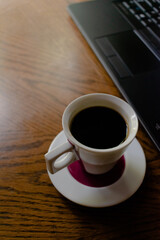 Delicious coffee and elegant computer