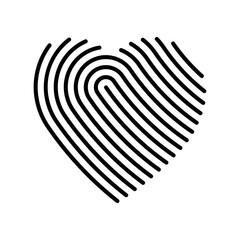 Fingerprint designed heart icon