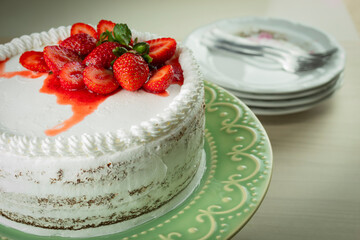 Cake with strawberries