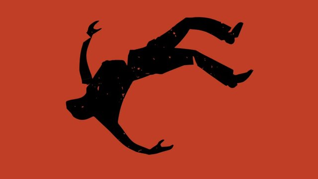 Slow Motion Retro Stylized Animation Of A Man Falling