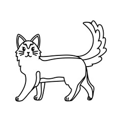 Isolated outline of a cat - Vector illustration
