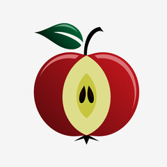 Sliced red apple. Illustration of a sliced red apple as a symbol of health