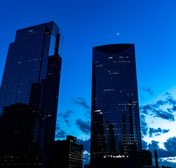 skyscrapers at night