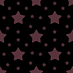 Pink stars on black background, Seamless pattern for wallpaper, textile, wrapping, scrapbooking