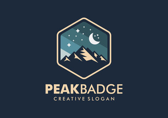 Badge Mountain Awesome Logo Design Template