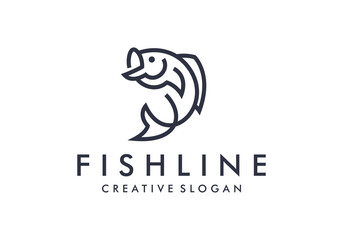 Awesome Fish Line Creative Minimalist Logo