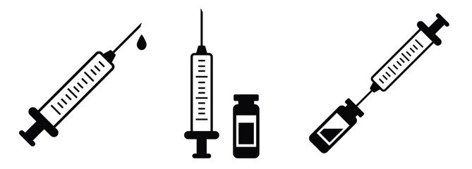 Syringe vaccination injection vector icons